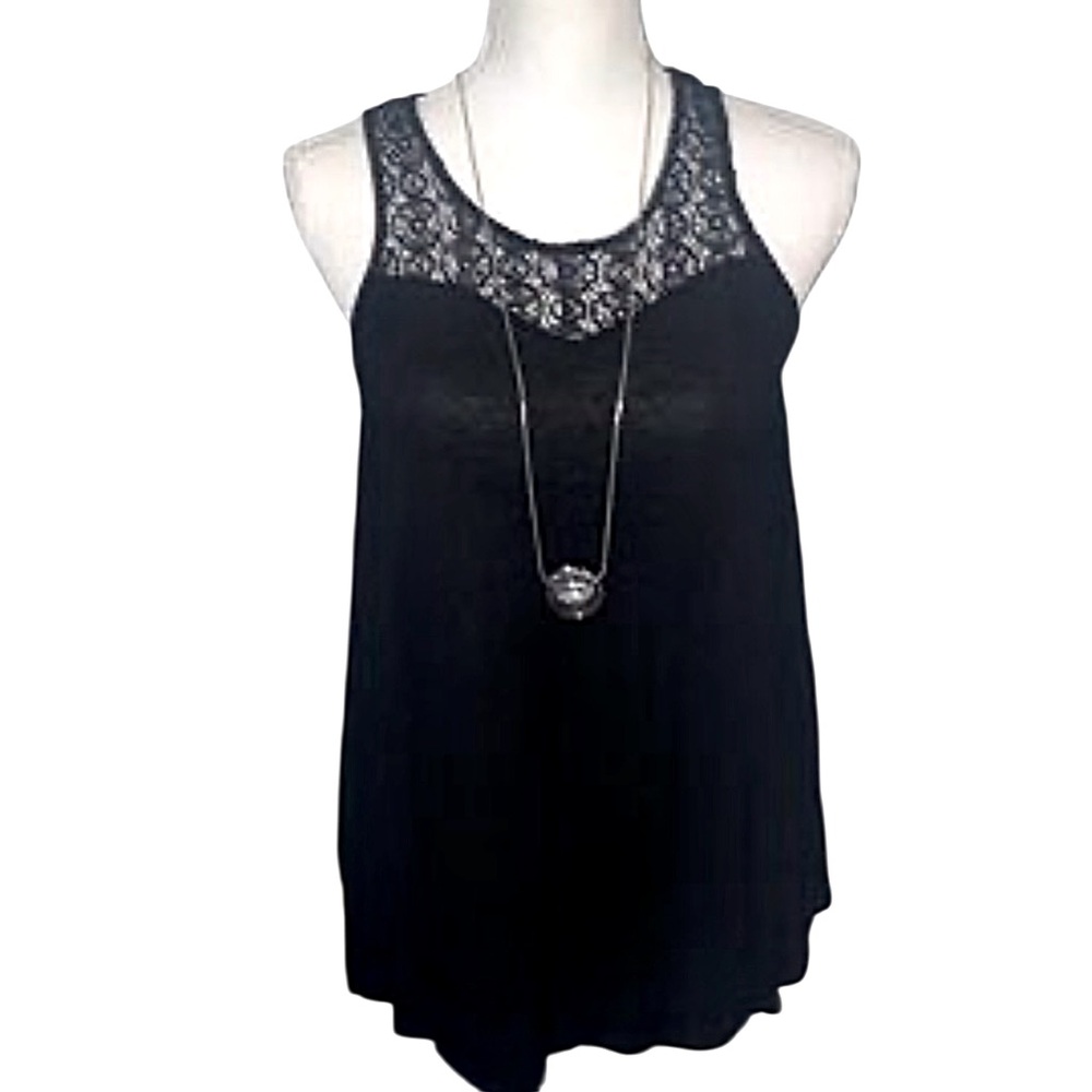 Chloe K Lacey Black Flowy Tank